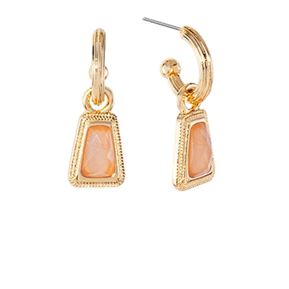 Trapezoid Stone Dangle Earrings - Picture 2 of 7